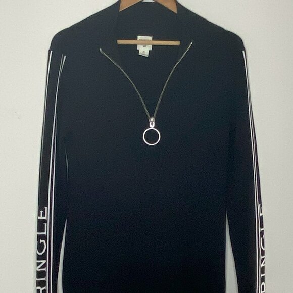 Pringle of Scotland x HM - Ribbed, Maxi, Front Split, Black/White Dress - Size L - Picture 1 of 8